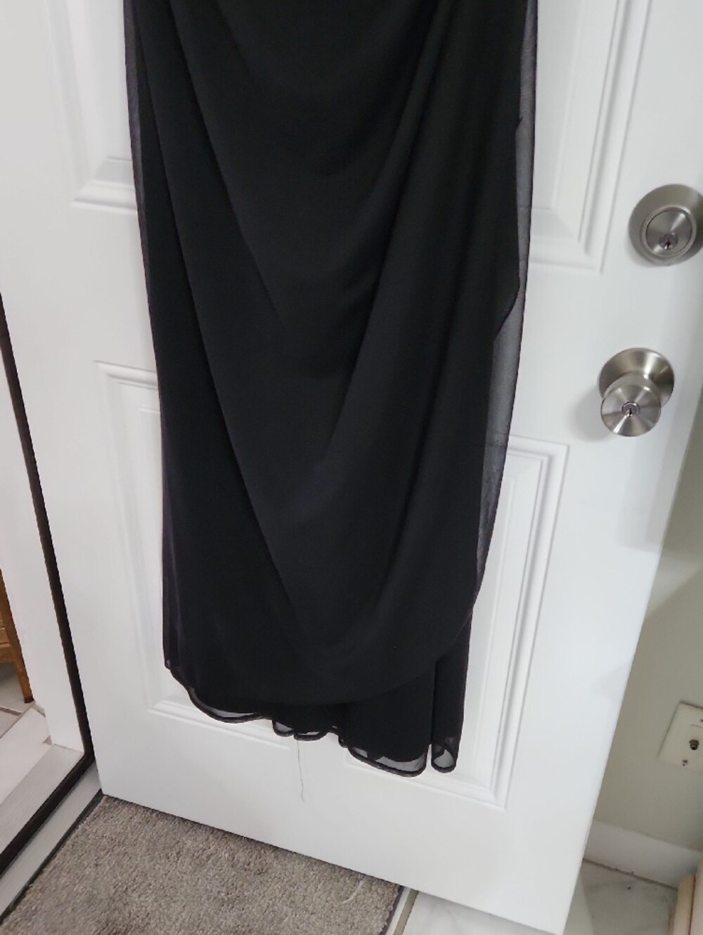 David's Bridal Black Halter Neck Beaded Gown - Picture 4 of 12